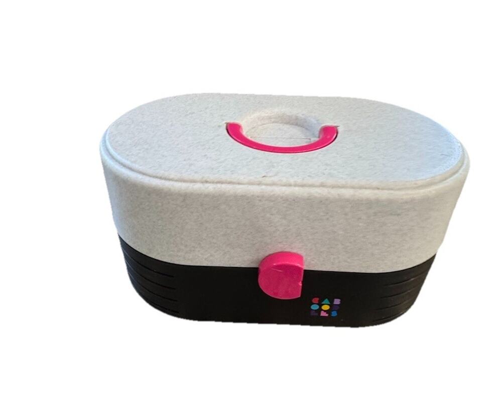 Vintage Caboodles Hot Pink Black Gray Cosmetic Case Makeup Storage Mirror